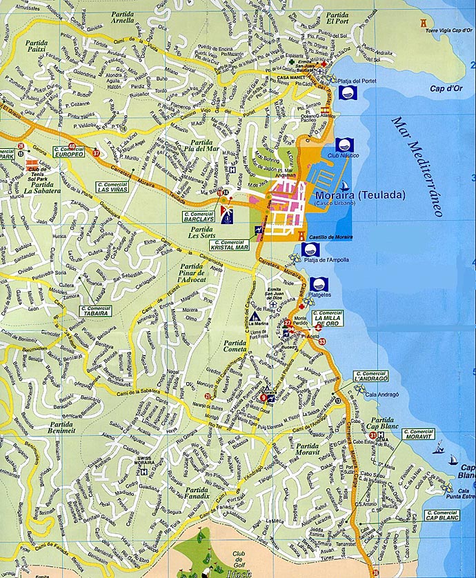Map of Moraira Property Urbanisations